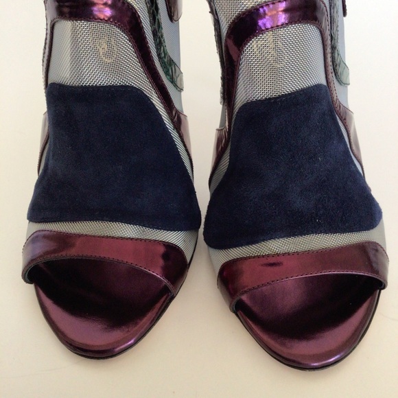 ALEJANDRO INGELMO METALLIC MESH SNAKESKIN  HIGH HEEL SLIDES SIZE 38.5/8.5 - Picture 11 of 15